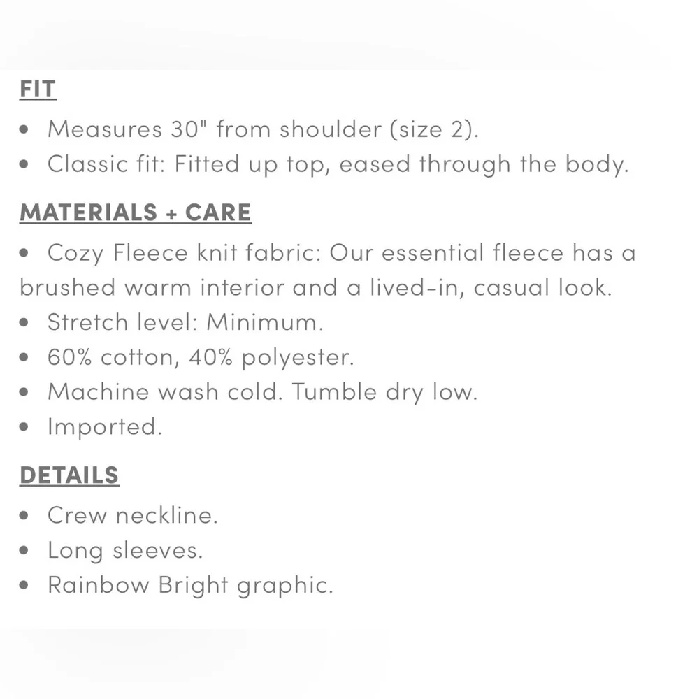 Torrid Rainbow Brite Classic Fit Cozy Fleece Sweatshirt 4/4X/26 - Picture 6 of 6